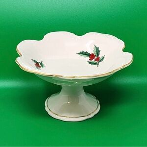 Elegant Cream Holiday Pedestal Bowl